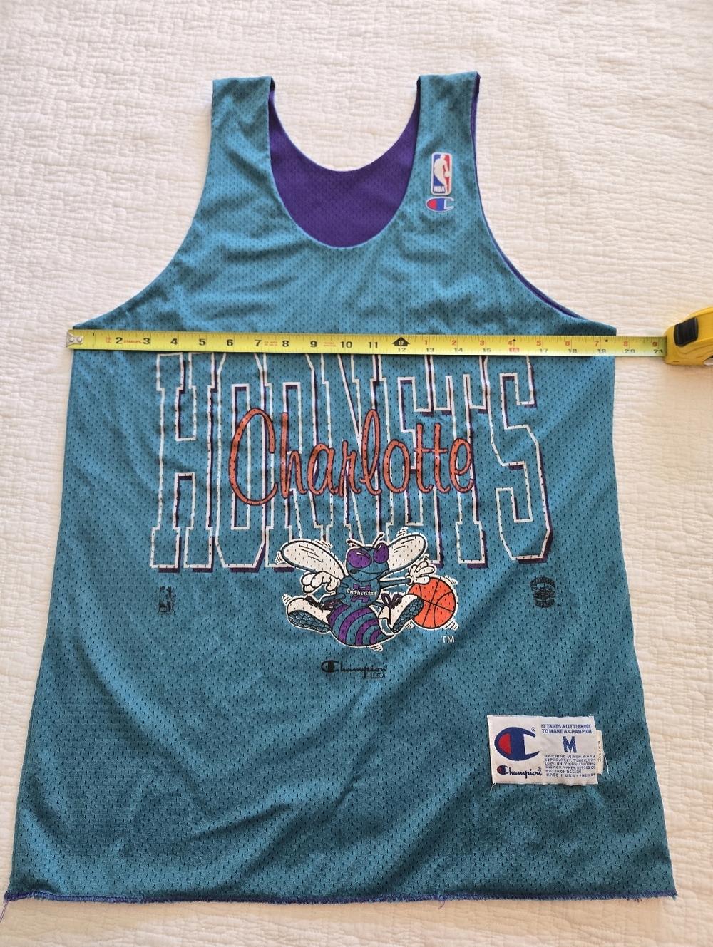 Vintage 90s Champion Charlotte Hornets Practice Jersey Men's Size M Made in USA - Picture 2 of 8